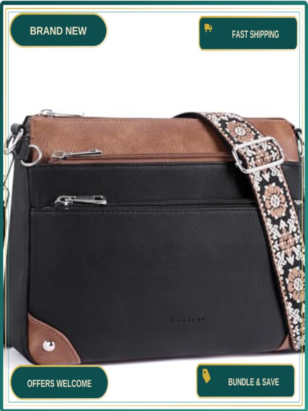 PU Leather Crossbody Bag Women RFID Vegan Medium Purse
